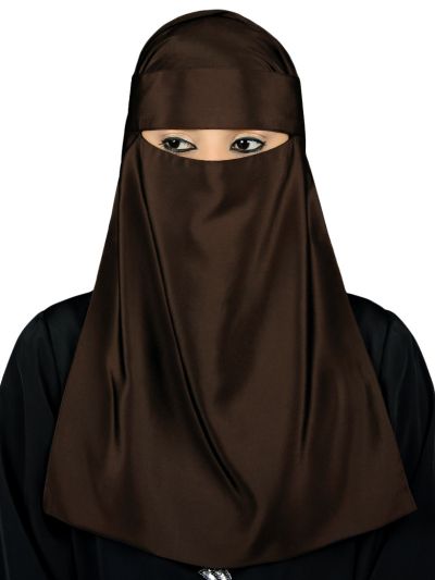 Lamah Niqab + Square Hijab + Head Band (Coffee Brown)