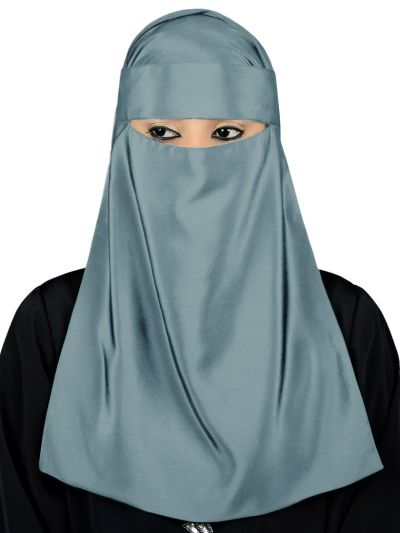 Lamah Niqab + Square Hijab + Head Band (Grey)