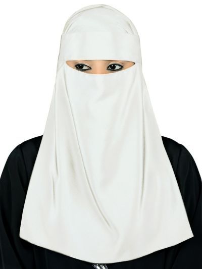 Lamah Niqab + Square Hijab + Head Band (Off White)