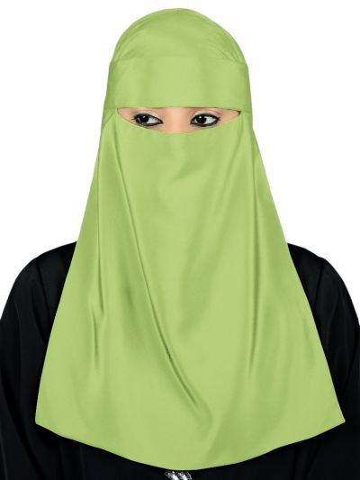 Lamah Niqab + Square Hijab + Head Band (Parrot Green)