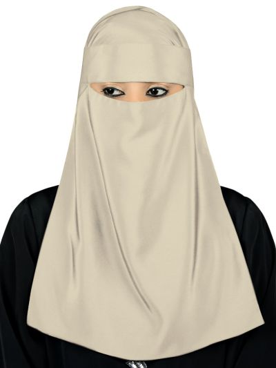 Lamah Niqab + Square Hijab + Head Band (Warm Grey)