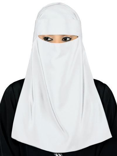 Lamah Niqab + Square Hijab + Head Band (White)