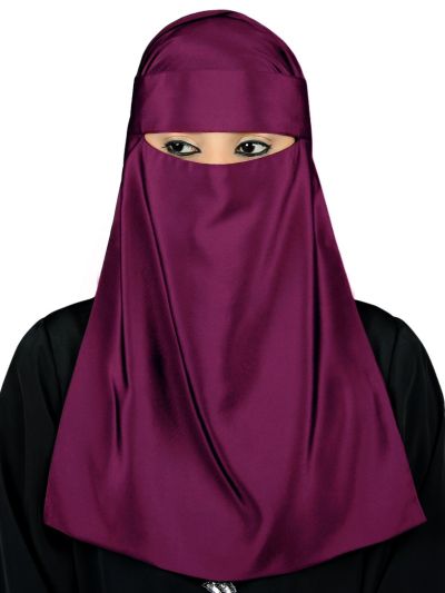 Lamah Niqab + Square Hijab + Head Band (Wine)