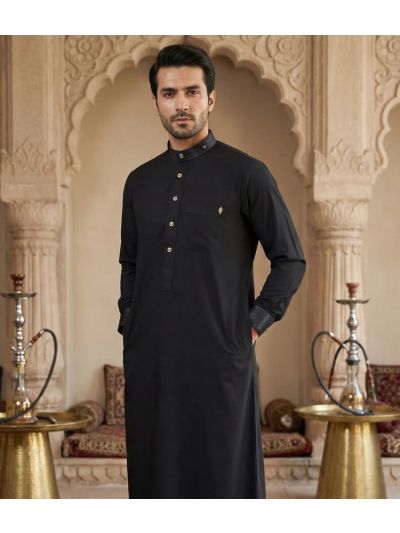 Al Noor Platinum Onyx Black Thobe 
