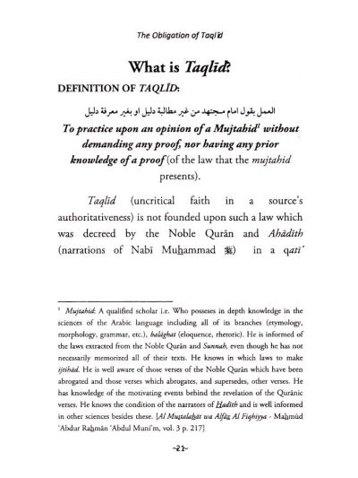 The Obligation of Taqlid