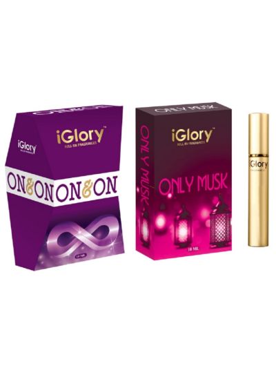 iGlory Combo Only Musk & On & On Roll On Attar for Men & Women (10 ml)