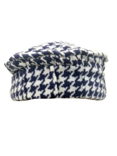 Kashmiri Cap (Pakol Cap) - White Mixed Navy Blue