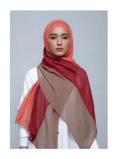 PapayaRedClay Crepe Chiffon