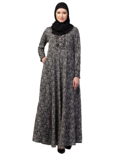 Animal Printed Abaya with Cuff Sleeves