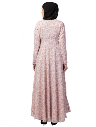 Floral Printed Long Maxi Dress Abaya