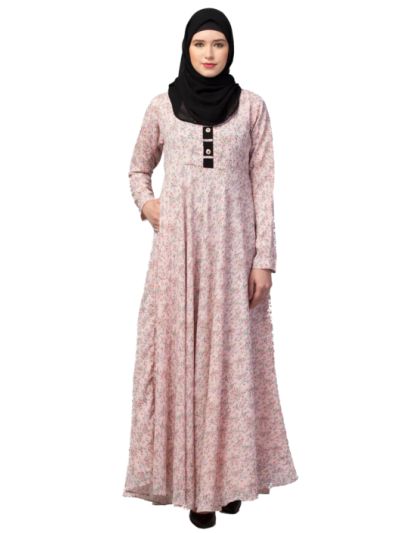 Floral Printed Long Maxi Dress Abaya