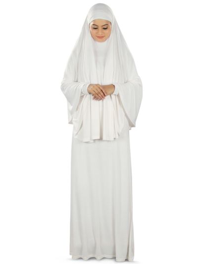 Dua Prayer Set (Hijab + Full Sleeve Dress) White