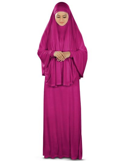 Dua Prayer Set (Hijab + Full Sleeve Dress) Magenta