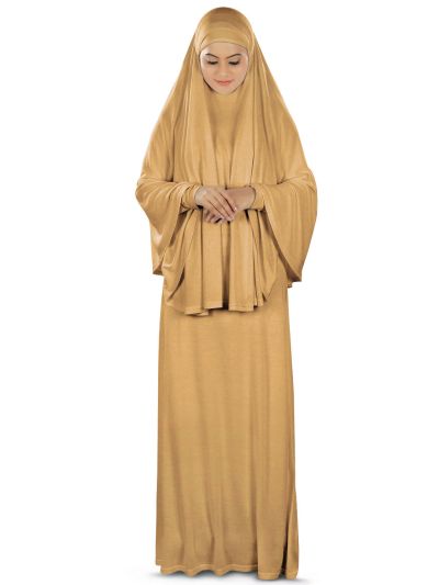 Dua Prayer Set (Hijab + Full Sleeve Dress)  Beige
