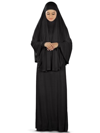 Dua Prayer Set (Hijab + Full Sleeve Dress) Black