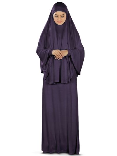 Dua Prayer Set (Hijab + Full Sleeve Dress) Purple