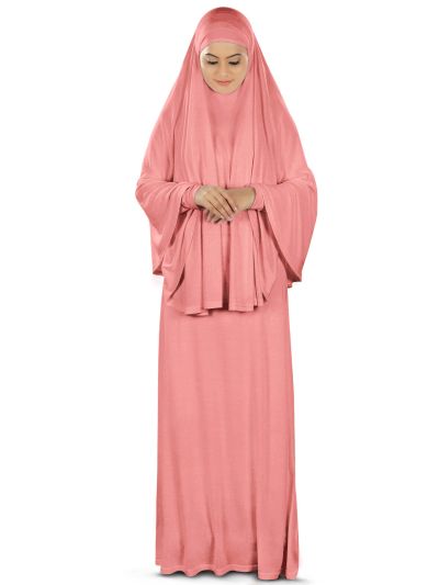 Dua Prayer Set (Hijab + Full Sleeve Dress) Pink