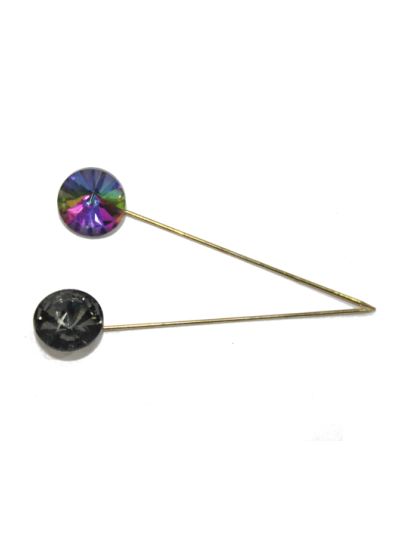 Silver Black & Multicolor Stones Hijab Pin Set