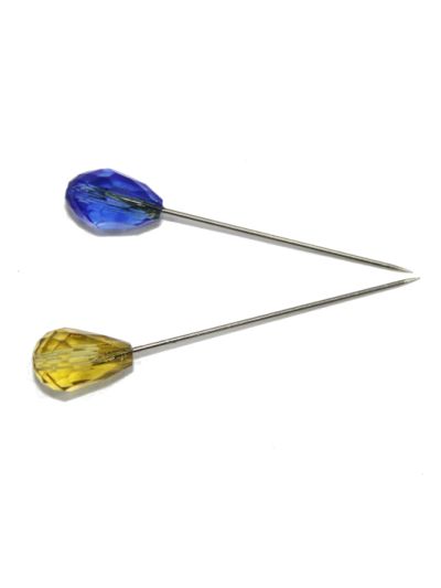 Light Orange & Blue Stones Hijab Pin Set
