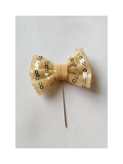Light Golden with Sequence Handmade Bow Hijab Pin
