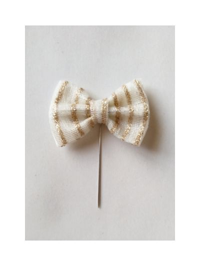 White with Golden Lines Handmade Bow Hijab Pin