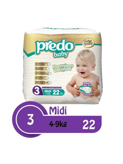 Predo Baby Midi Eco 4-9kg, Size 3, 22 Pieces