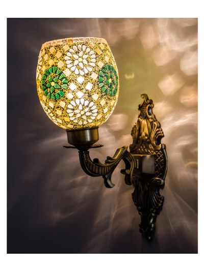 Green Shimmer Ornate Single Wall Sconce