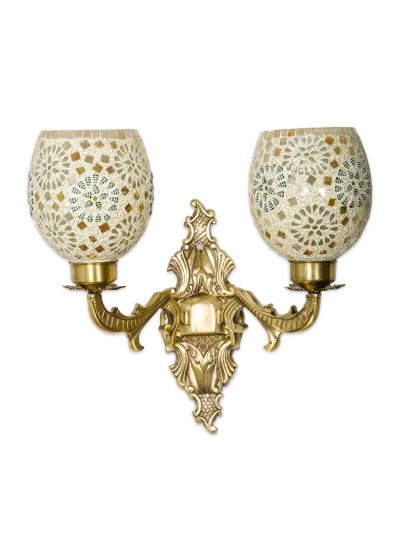 Green Shimmer Ornate Double Wall Sconce