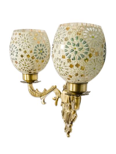 Green Shimmer Ornate Double Wall Sconce