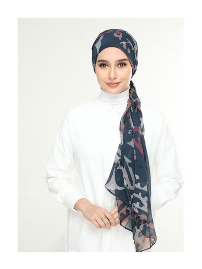 Qawiyya Navy Crinkled Chiffon