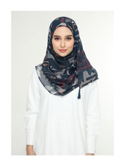 Qawiyya Navy Crinkled Chiffon