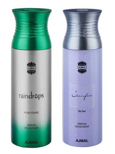 Ajmal Raindrops & Sacrifice Her Deodorants for Women (pack of 2)