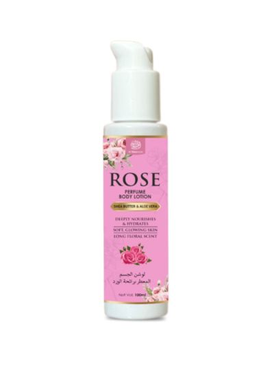 AL MASNOON Rose Perfumed Body Lotion with Shea Butter & Aloe Vera | Deep Nourishment & Long-Lasting Floral Scent | 100ml | Pack of 1