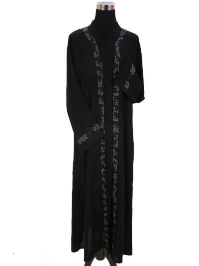 Front And sleeves Bead work Abaya 