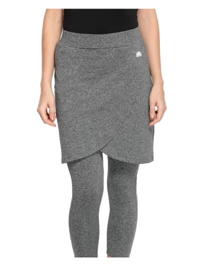 Active Stretch Faux Wrap Skirt With Attached 3/4th Legging