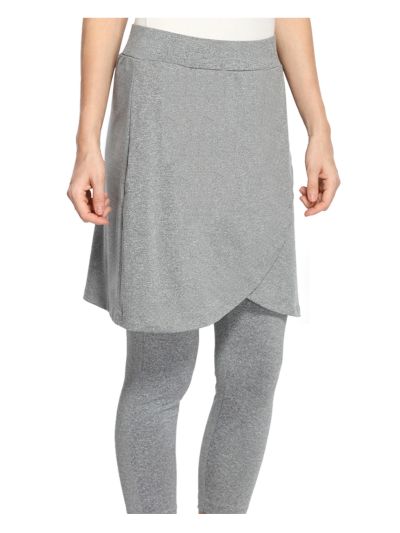 Active Stretch Faux Wrap Skirt With Attached 3/4th Legging
