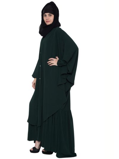 Designer Abaya with Falling Panels and Frilled Bottom