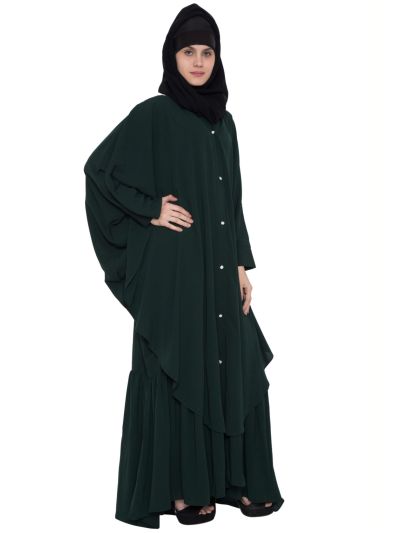 Designer Abaya with Falling Panels and Frilled Bottom