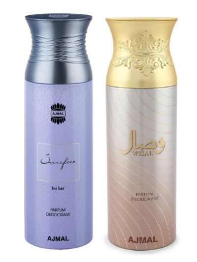 Ajmal Sacrifice for her & Wisal Deodorant Spray - For Women (Pack of 2)