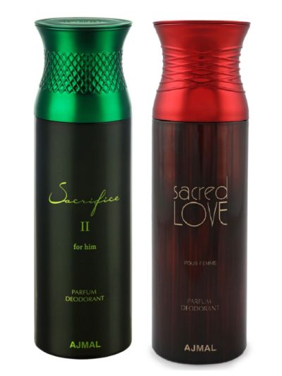 Ajmal Sacrifice ll Him & Sacredlove Deodorant Spray - For Women (Pack of 2)