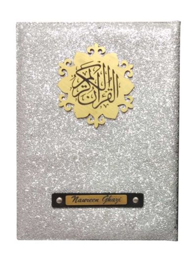 Silver Glitter Quran Cover