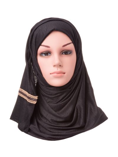 Jersey Trim Hijab (Black)