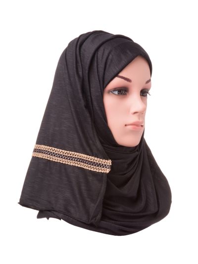 Jersey Trim Hijab (Black)