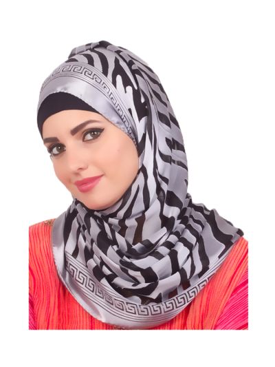 Silk Printed Hijab (Grey)