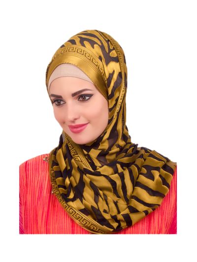 Silk Printed Hijab (Gold)