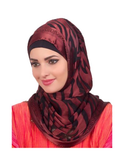 Silk Printed Hijab (Maroon)