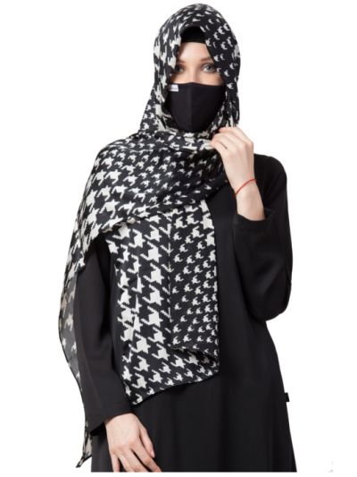 Full Size Stole Hijab With A Complementary Mask & Under Scarf Cap (3 Pcs Set)