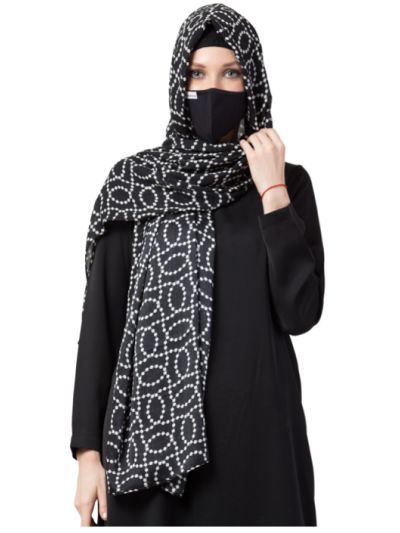 Full Size Stole Hijab With A Complementary Mask & Under Scarf Cap (3 Pcs Set)