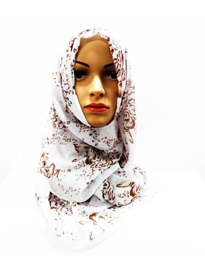 Cotton Hijab with Brown Flower