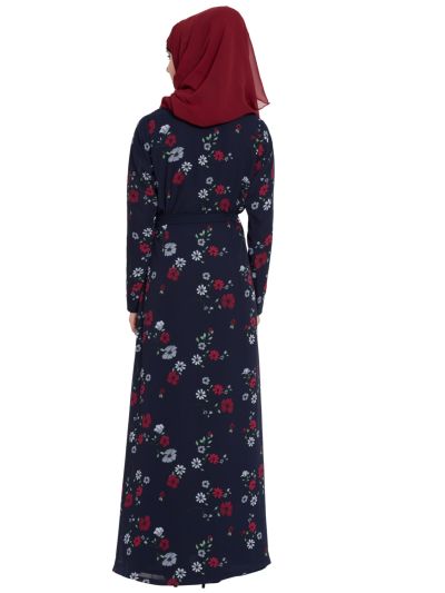 Printed Abaya Design with Attached Shrug & Belt